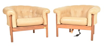 Lot 304 - GUY ROGERS - SANTA FE - PAIR OF MID CENTURY 1971 LEATHER ARMCHAIRS