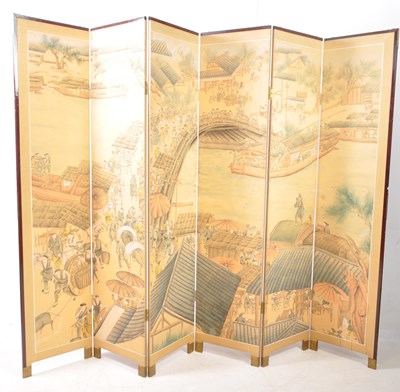 Lot 1023 - VINTAGE HAND PAINTED SIX PANEL ROOM DIVIDER CHANGING DISCRETION SCREEN