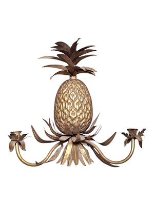 Lot 937 - HOLLYWOOD REGENCY BRASS PINEAPPLE WALL SCONCE