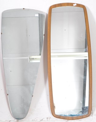 Lot 878 - TWO MID CENTURY TEAK ATOMIC WALL MIRRORS