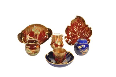 Lot 171 - CARLTON WARE - MID CENTURY PORCELAIN ROUGE ROYALE AND BLUE PIECES