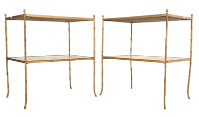 Lot 255 - PAIR OF LATE 19TH / EARLY 20TH CENTURY FAUX BAMBOO BRASS TABLES