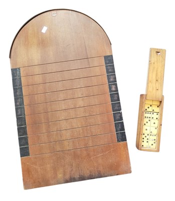 Lot 303 - MID CENTURY SHOVE HA'PENNY BOARD WITH BOXED DOMINOES SET