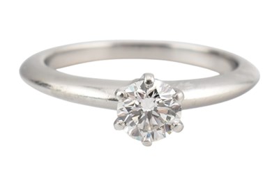 Lot 145 - TIFFANY & CO 950 PLATINUM & DIAMOND SOLITAIRE RING