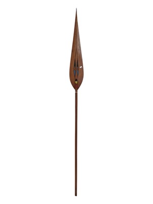 Lot 316 - 20TH CENTURY AFRICAN TRIBAL CEREMONIAL HARDWOOD PADDLE / SPEAR
