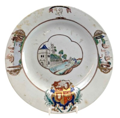 Lot 55 - CANTON EXPORT WARE C. 1750 ARMORIAL PLATE FOR SIR FRANCIS HOLBOURNE