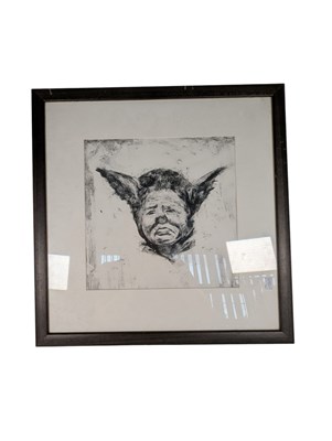 Lot 561 - LATE 20TH CENTURY CHARCOAL FROTTAGE PIERROT CLOWN PRINT