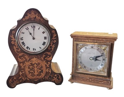 Lot 326 - TWO EARLY 20TH CENTURY WOODEN CASED MANTEL CLOCKS