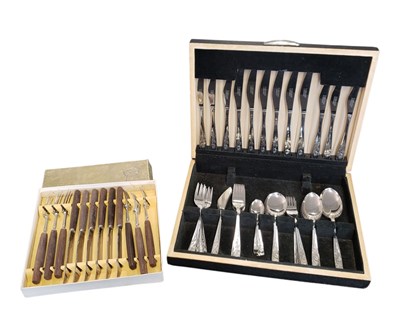 Lot 330 - TWO VINTAGE LATE 20TH CENTURY BOXED STAINLESS STEEL CUTLERY SETS