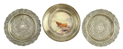 Lot 36 - ROYAL WORCESTER HALLMARKED SILVER MOUNTED TRINKET DISH & OTHERS