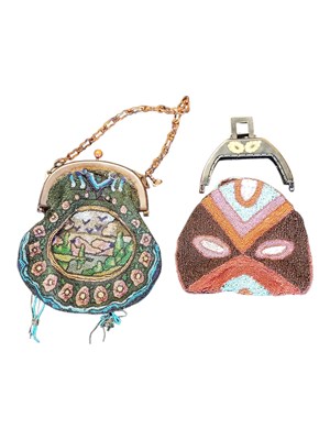 Lot 349 - TWO CIRCA 1920S ART DECO BEADED FLAPPER PURSES