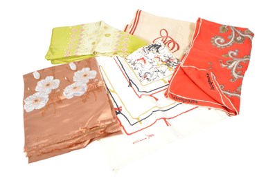 Lot 364 - COLLECTION OF FIVE VINTAGE SILK & POLYESTER SCARVES