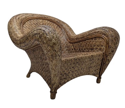 Lot 85 - BELIEVED POTTERY BARN - LARGE WICKER RATTAN PATIO GARDEN CHAIR