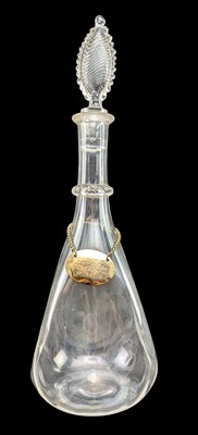 Lot 48 - VICTORIAN 19TH CENTURY HAND BLOWN GLASS DECANTER WITH SILVER LABEL