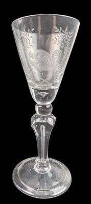 Lot 11 - LOW COUNTRIES MID 18TH CENTURY HAND-ETCHED COMMEMORATIVE GLASS