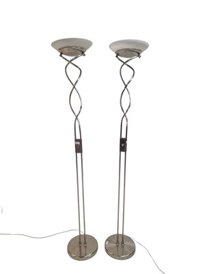 Lot 552 - PAIR OF CONTEMPORARY METAL STANDARD LAMPS