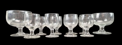 Lot 86 - TEN 19TH CENTURY BLOWN GLASS RUMMERS & SWEETMEAT GLASSES