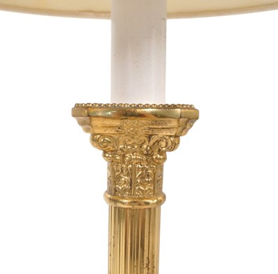 Lot 943 - PAIR OF VINTAGE 20TH CENTURY BRASS COLUMN DESK LAMPS