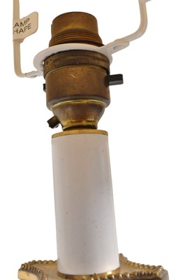 Lot 943 - PAIR OF VINTAGE 20TH CENTURY BRASS COLUMN DESK LAMPS