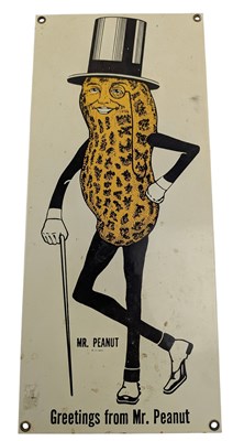 Lot 189 - GREETINGS FROM MR. PEANUT - 90S ENAMEL SIGN