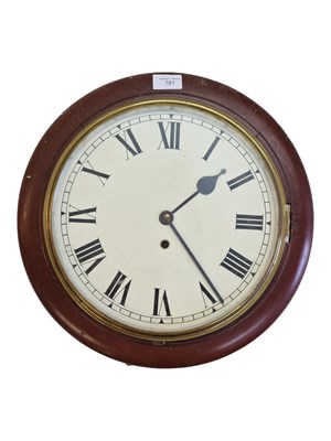 Lot 781 - 20TH CENTURY WOODEN CASED 24 HOURS STATION WALL CLOCK