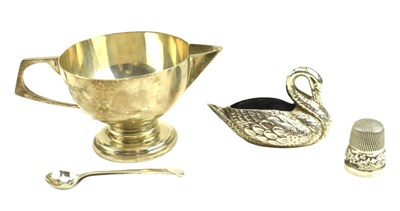 Lot 74 - ART DECO HALLMARKED SILVER CREAMER & A SILVER SWAN PIN CUSHION