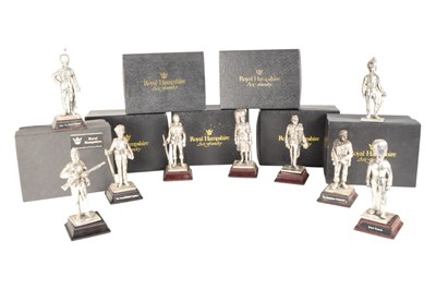 Lot 378 - ROYAL HAMPSHIRE - NINE LATE 20TH CENTURY SILVERED PEWTER FIGURES