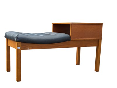 Lot 596 - BRITISH MODERN DESIGN - MID CENTURY TEAK TELEPHONE TABLE HALL SETTLE