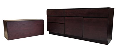 Lot 605 - BRITISH MODERN DESIGN - STAINED TEAK WOOD MODERNIST SIDEBOARD