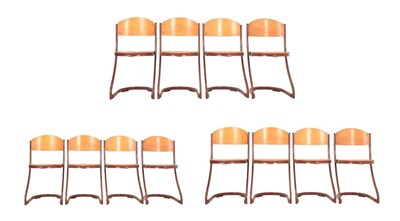 Lot 136 - BRITISH MODERN DESIGN - MID CENTURY SET OF 12 CANTILEVER CANTEEN CHAIRS