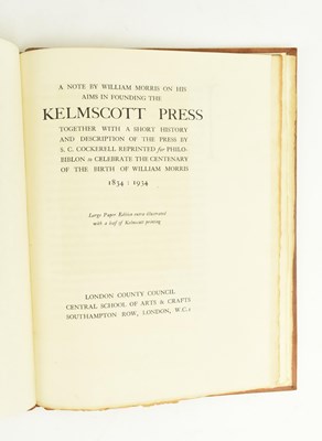 Lot 30 - KELMSCOTT PRESS INTEREST. 1934 A NOTE BY WILLIAM MORRIS ON HIS AIMS, SECOND PRINTING SPECIAL EDITION
