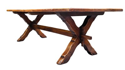 Lot 450 - 19TH CENTURY REVIVAL SOLID OAK REFECTORY DINING TABLE