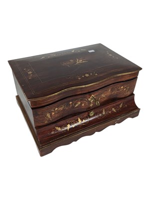 Lot 381 - 19TH CENTURY MAHOGANY INLAID JEWELLERY CASKET