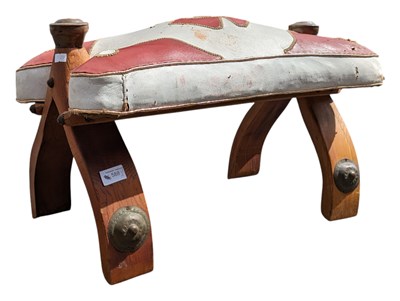 Lot 588 - MID CENTURY BENTWOOD AND TWO TONE LEATHER CAMEL STOOL