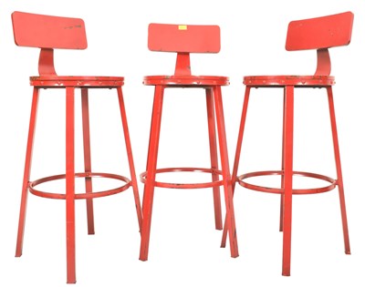 Lot 254 - MANNER OF TOLIX FURNITURE - 3 INDUSTRIAL STYLE CAFE BAR STOOLS