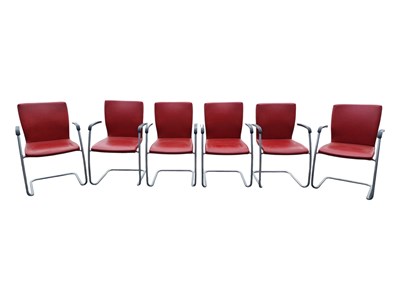 Lot 619 - CONTEMPORARY MODERN DESIGN - SET OF 6 CANTILEVER STACKING CHAIRS