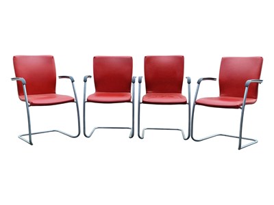 Lot 617 - CONTEMPORAR MODERN DESIGN - SET OF 4 CANTILEVER STACKING CHAIRS