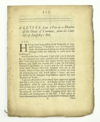 Lot 4 - TRIALS. 1701 SCARCE PAMPHLET ON THE MARITAL ABUSE OF THE COUNTESS OF ANGLESEY