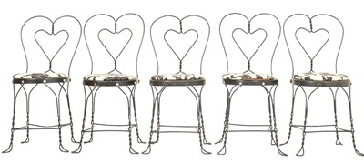 Lot 268 - SET OF SIX AMERICAN ICE-CREAM PARLOR CHAIRS WITH PADS