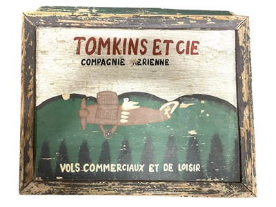 Lot 122 - TOMKINS ETCHIE - VINTAGE FRENCH PAINTED WOODEN SIGN