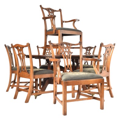 Lot 375 - REGENCY REVIVAL JUPE ACTION DINING TABLE AND EIGHT CHAIRS