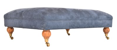 Lot 373 - WADE FURNITURE - LARGE BLUE SUEDE OTTOMAN / FOOTSTOOL