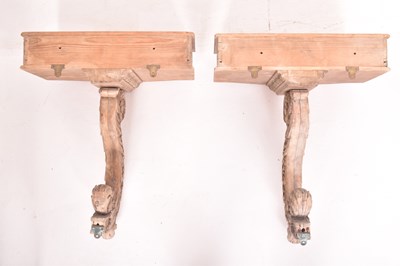 Lot 311 - PAIR OF CONTINENTAL ROCOCO STYLE CARVED WOOD CONSOLE HALL TABLES