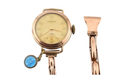 Lot 196 - 9CT GOLD ORIOSA WRISTWATCH & STRAP