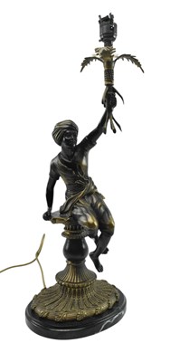 Lot 497 - BLACKAMOOR EARLY 20TH CENTURY BRONZE FIGURATIVE TABLE LAMP