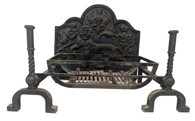 Lot 516 - LATE 19TH CENTURY VICTORIAN CAST IRON FIREPLACE SET