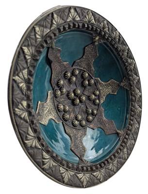 Lot 357 - MOROCCAN MOORISH 20TH CENTURY CERAMIC & METAL MOUNT CHARGER