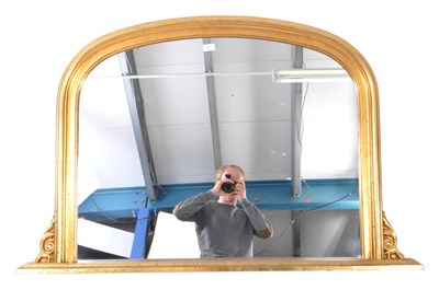 Lot 677 - VICTORIAN REPRODUCTION GILT OVERMANTLE MIRROR
