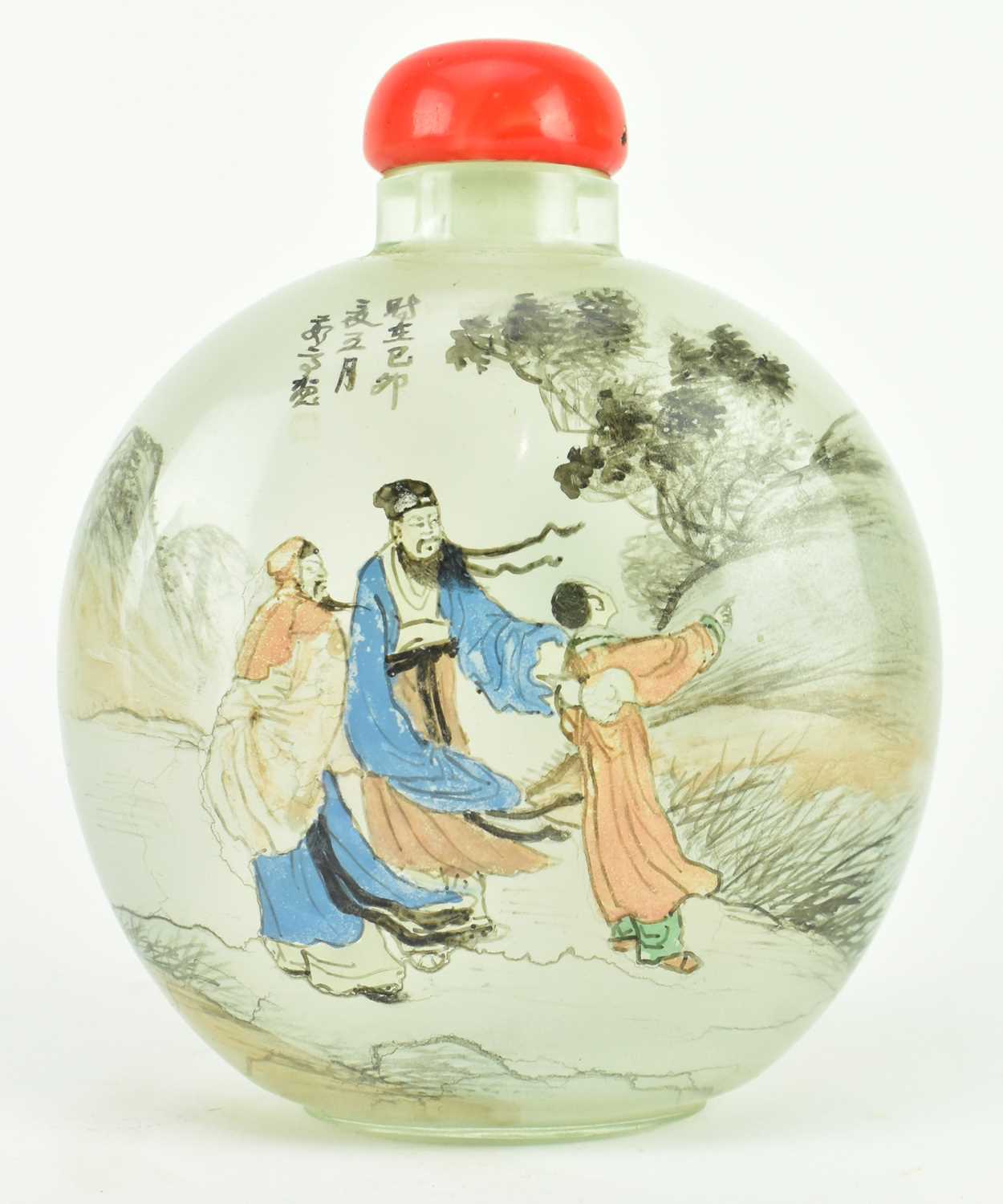 Lot 199 - LARGE GLASS INSIDE PAINTED SNUFF BOTTLE