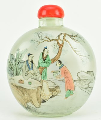 Lot 199 - LARGE GLASS INSIDE PAINTED SNUFF BOTTLE